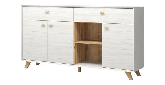 SIDEBOARD melaminharzbeschichtet Weiß - Eichefarben/Weiß, Design, Holz/Holzwerkstoff (187/100/41cm) - Linea Natura