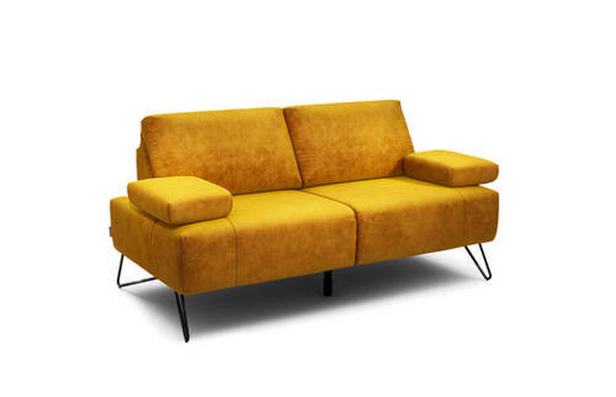 2-SITZER-SOFA in Samt Gelb  - Gelb/Schwarz, Design, Textil/Metall (164-194/85/86-94cm) - SENSOO