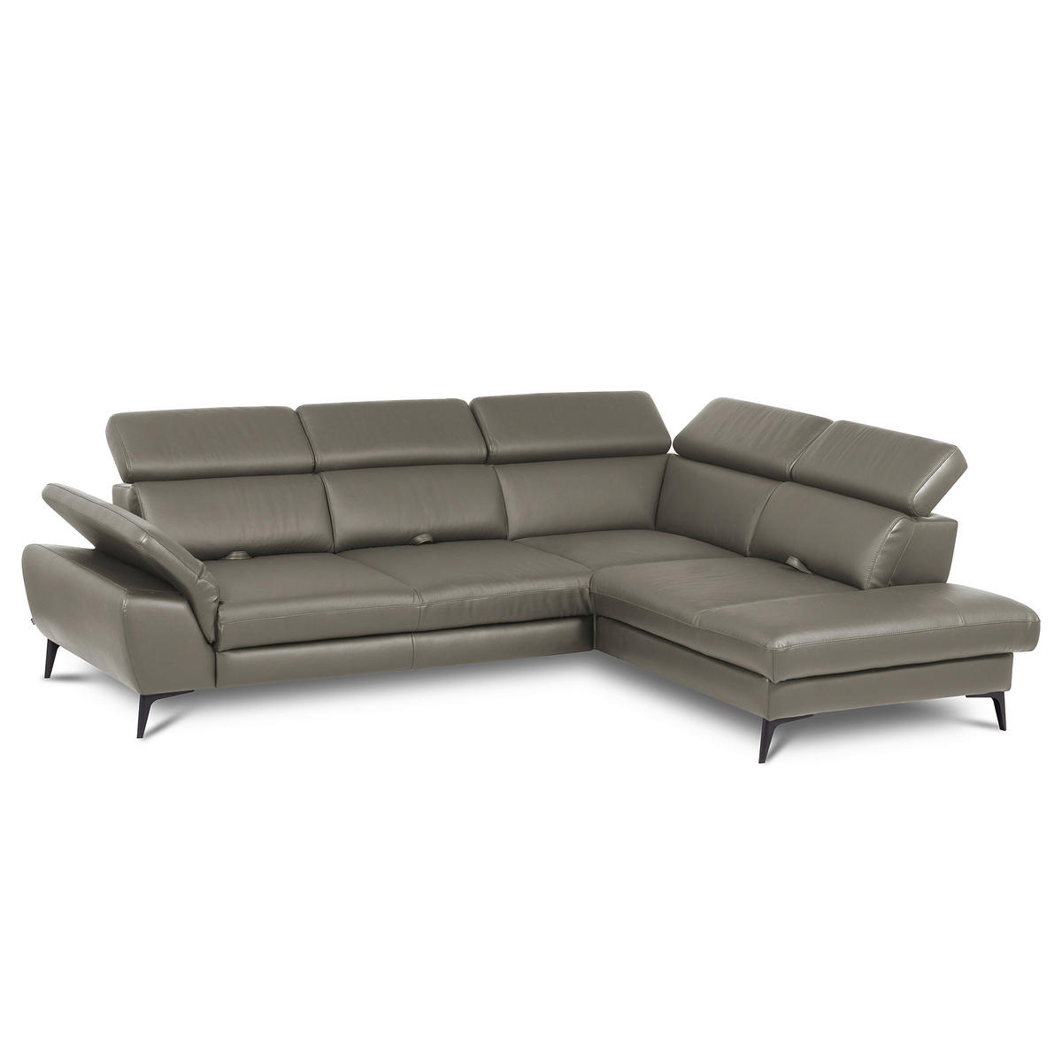 ECKSOFA  in Lederlook Echtleder Schlammfarben  274/220 cm  - Schlammfarben/Schwarz, Design, Leder/Textil (274/220cm) - Livetastic
