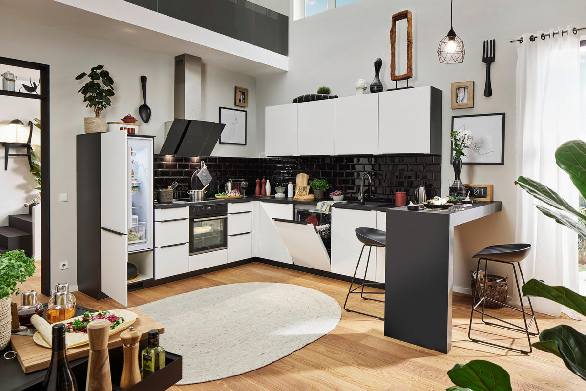 EINBAUKÜCHE   - Weiß, Design, Holzwerkstoff - Celina