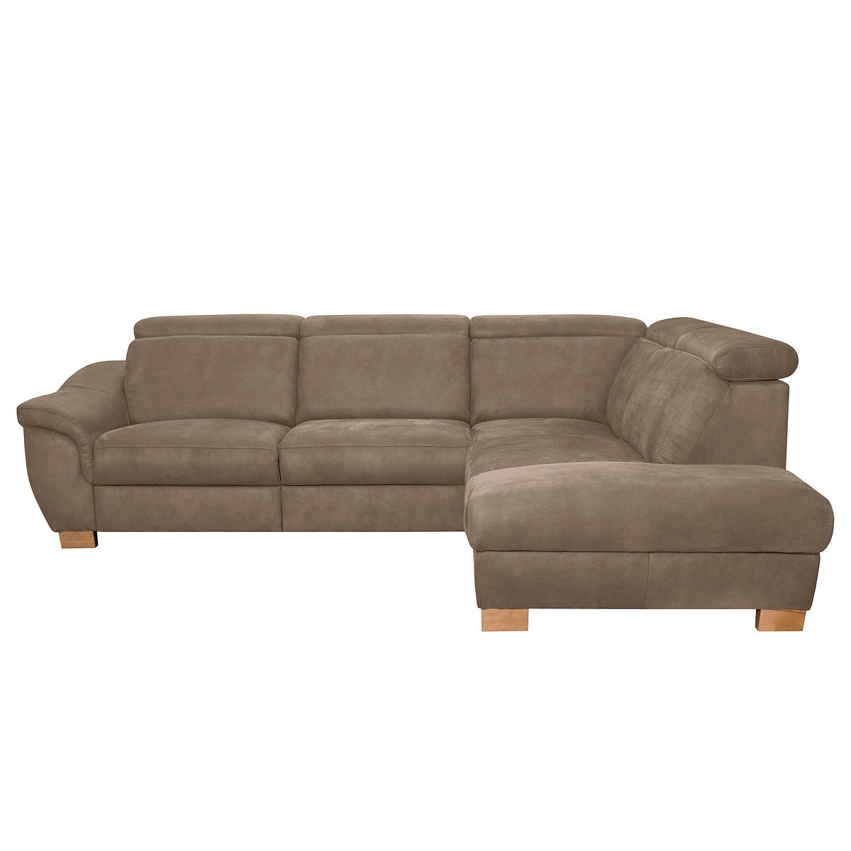 ECKSOFA Mikrofaser Braun  - Naturfarben/Braun, Design, Holz/Textil (276/238cm) - Livetastic