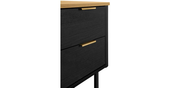 NACHTSCHRANK 45/52/40 cm - Eichefarben/Goldfarben, Trend, Holzwerkstoff/Metall (45/52/40cm) - Xora