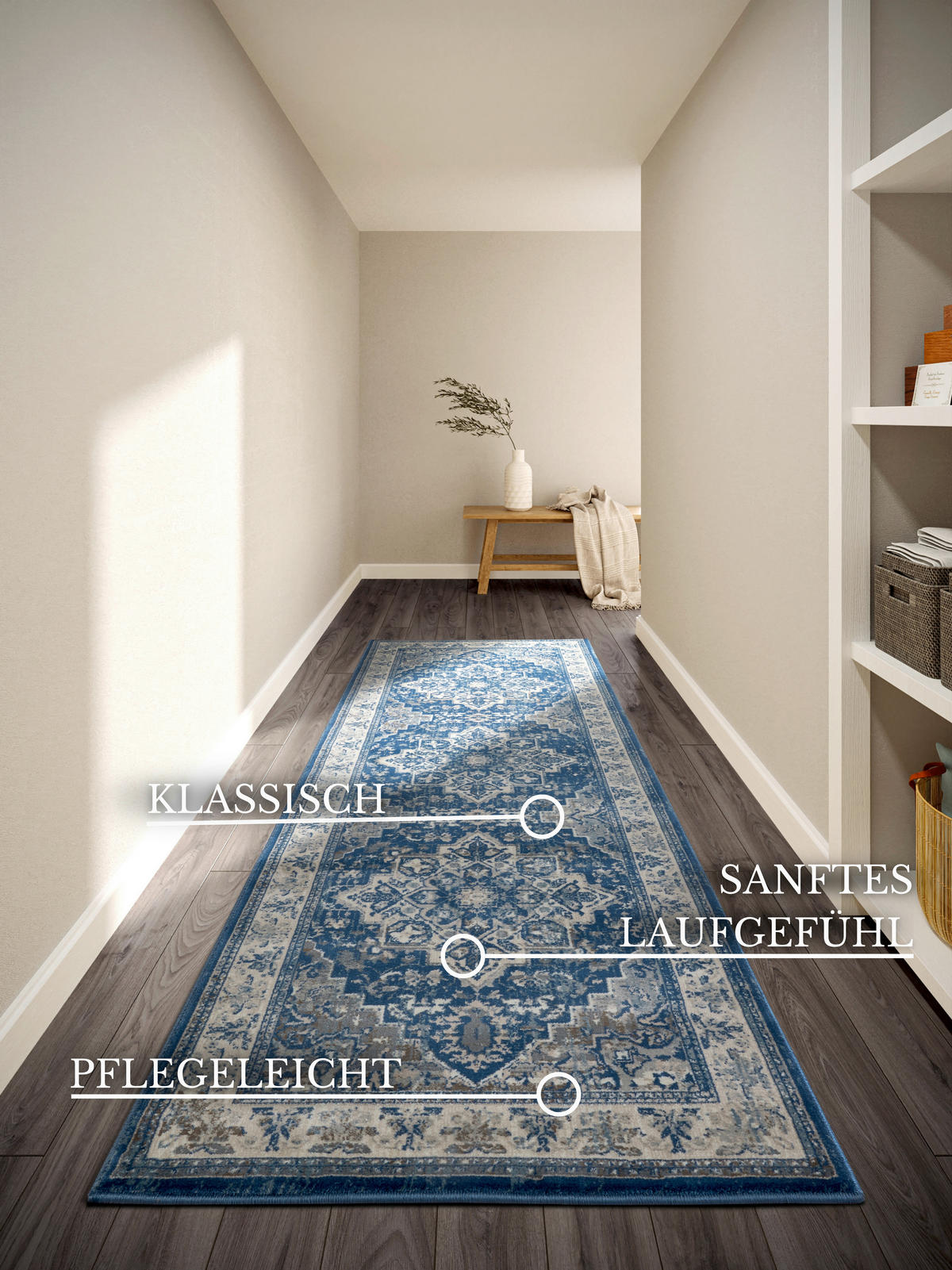 LÄUFER 80/240 cm Kollektion 1869 Blau, Creme  - Blau/Creme, Design, Kunststoff/Textil (80/240cm) - Villeroy & Boch