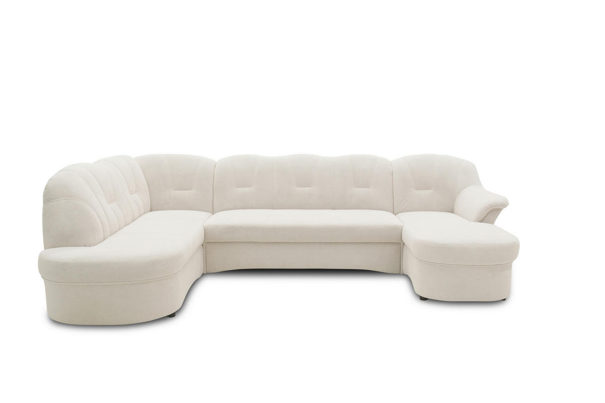 WOHNLANDSCHAFT FLORES FK Creme Mikrofaser  - Creme/Schwarz, KONVENTIONELL, Kunststoff/Textil (293/293/142cm) - MID.YOU