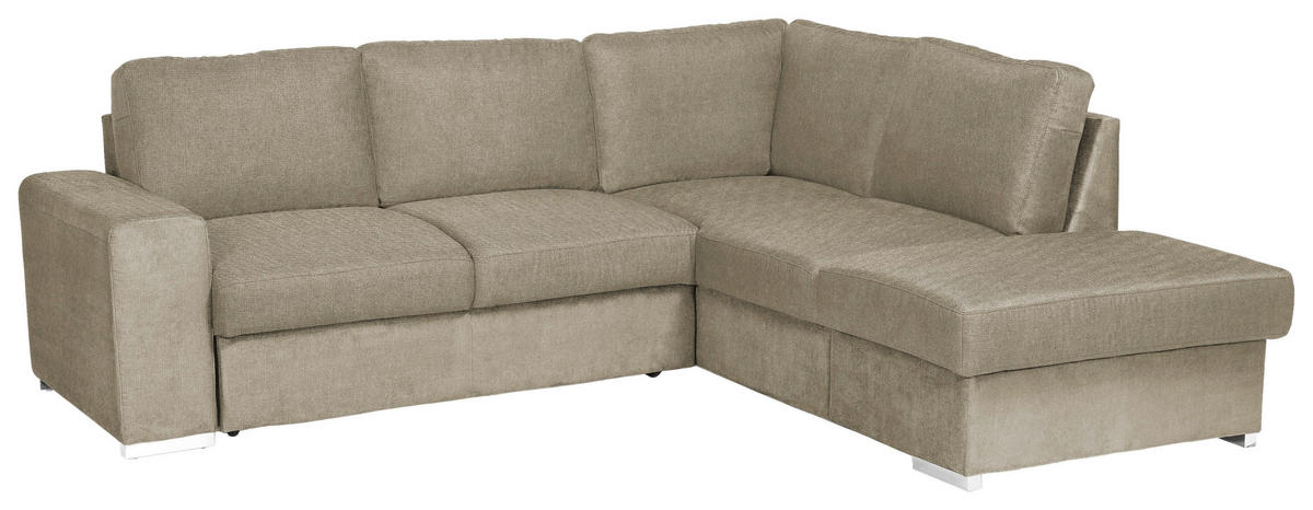 ECKSOFA Cappuccino Mikrofaser  - Chromfarben/Cappuccino, KONVENTIONELL, Textil/Metall (248/213cm) - MID.YOU