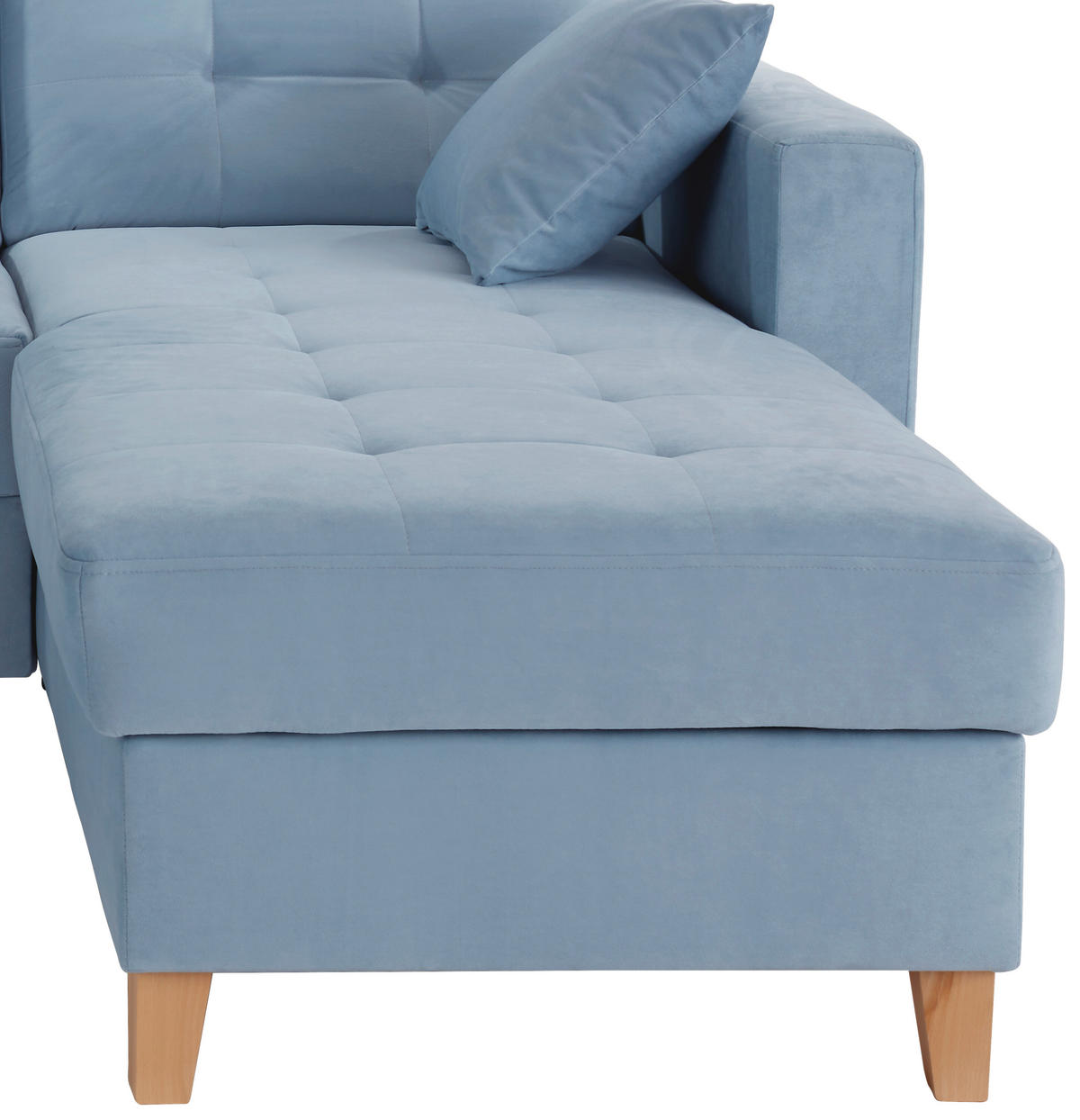ECKSOFA Hellblau Samt  - Naturfarben/Hellblau, Design, Holz/Textil (231/160cm) - Livetastic