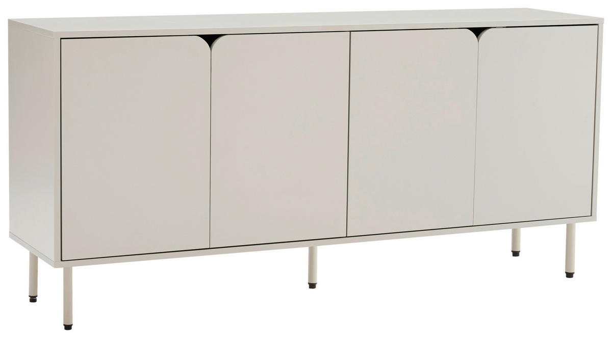 TÁLALÓSZEKRÉNY 160/75/40 cm  - selyemszürke, Design, faalapú anyag/fém (160/75/40cm) - Xora