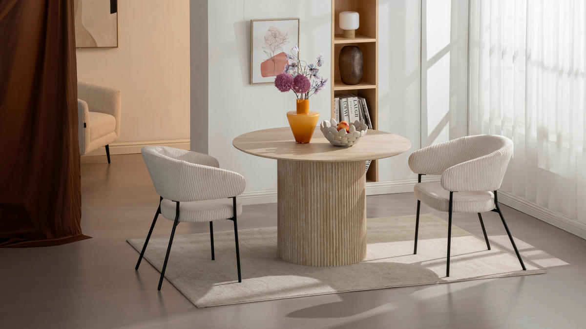 ARMLEHNSTUHL  in Eisen Cord  - Beige/Schwarz, LIFESTYLE, Holz/Textil (60/81/60cm) - Livetastic