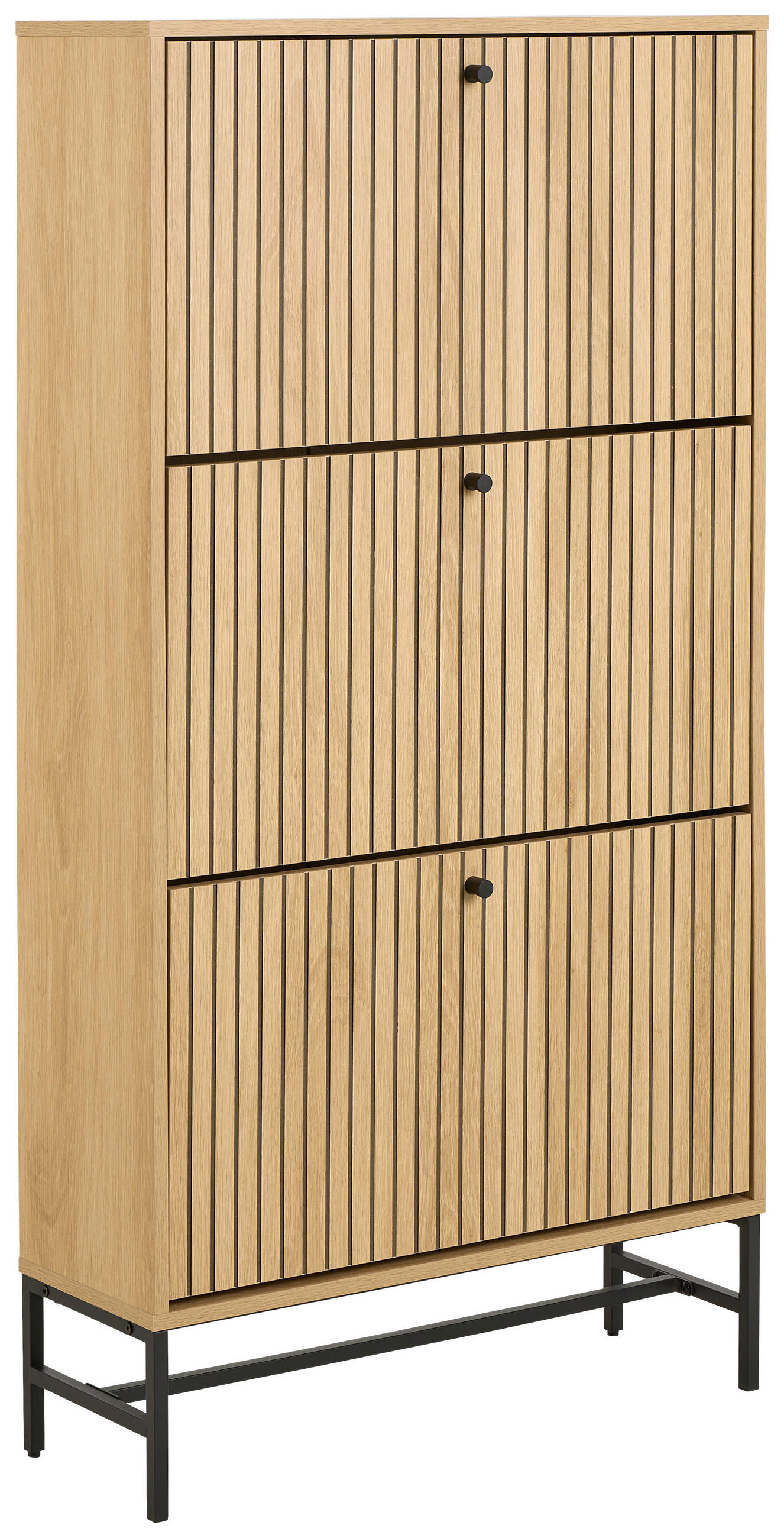 XXXLutz Schuhkipper Schwarz, Eiche 71.6x140.4x25 cm