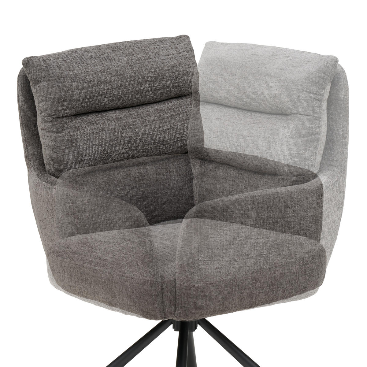 ARMLEHNSTUHL  Sitzfläche 180° drehbar Webstoff  - Schwarz/Grau, MODERN, Textil/Metall (57/95/65cm) - MID.YOU