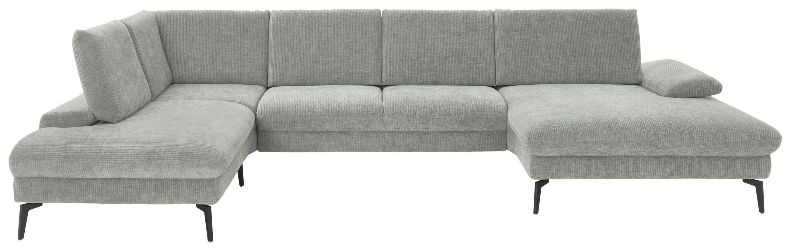 WOHNLANDSCHAFT in Webstoff Silberfarben  - Silberfarben/Schwarz, Design, Textil/Metall (208/354/157cm) - Dieter Knoll