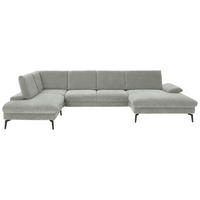 WOHNLANDSCHAFT in Webstoff Silberfarben  - Silberfarben/Schwarz, Design, Textil/Metall (208/354/157cm) - Dieter Knoll