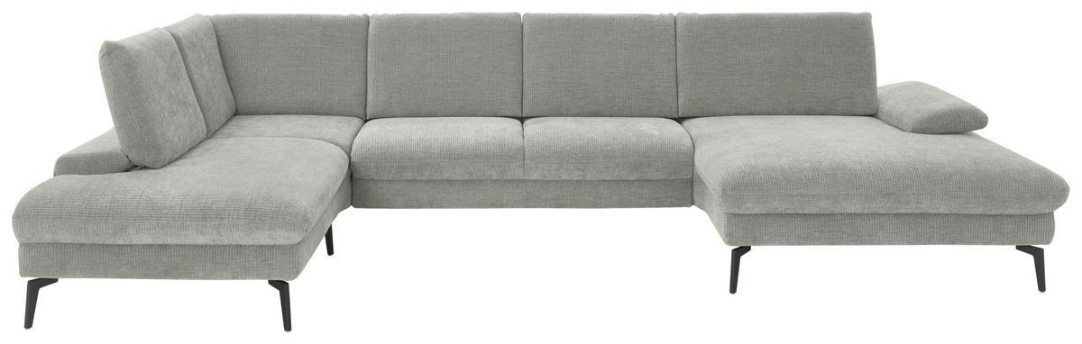 WOHNLANDSCHAFT in Webstoff Silberfarben  - Silberfarben/Schwarz, Design, Textil/Metall (208/354/157cm) - Dieter Knoll
