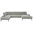 WOHNLANDSCHAFT in Webstoff Silberfarben  - Silberfarben/Schwarz, Design, Textil/Metall (208/354/157cm) - Dieter Knoll
