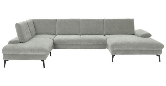 WOHNLANDSCHAFT in Webstoff Silberfarben - Silberfarben/Schwarz, Design, Textil/Metall (208/354/157cm) - Dieter Knoll