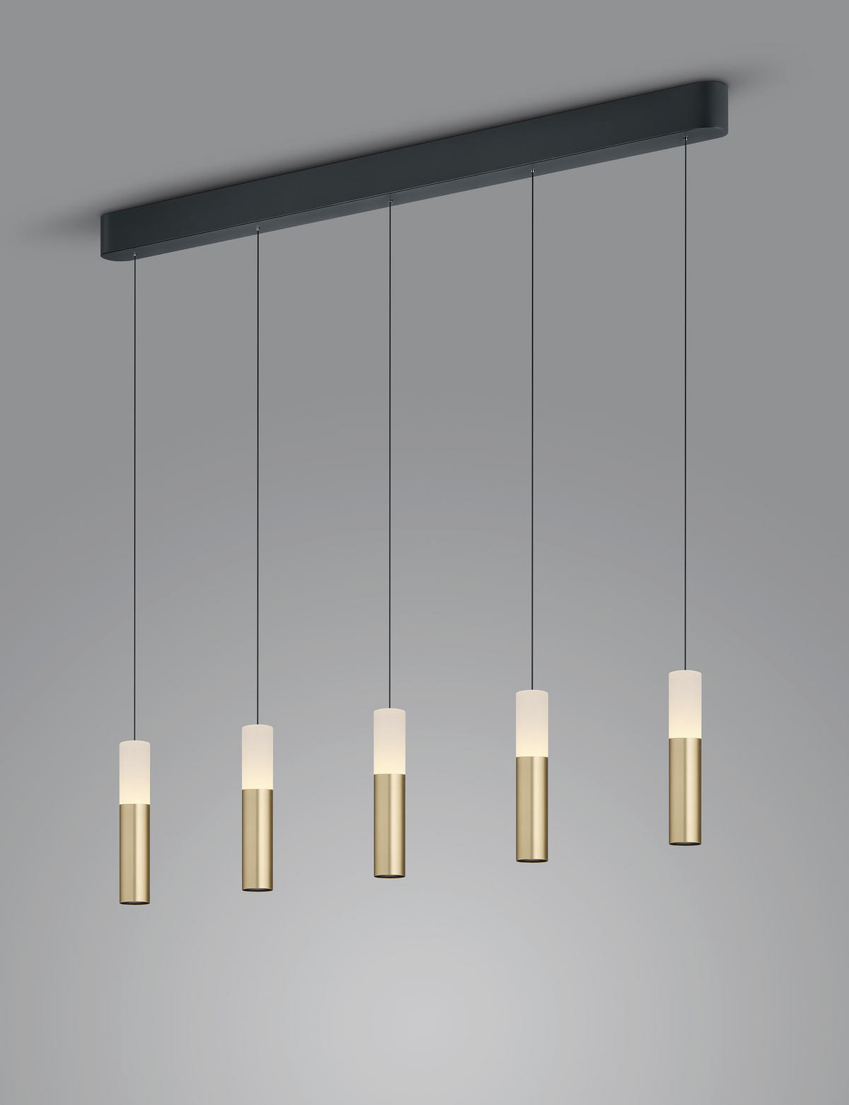 LED-PENDELLEUCHTE Lidos 130/6,5/210 cm  - Goldfarben/Schwarz, Design, Glas/Metall (130/6,5/210cm) - Helestra