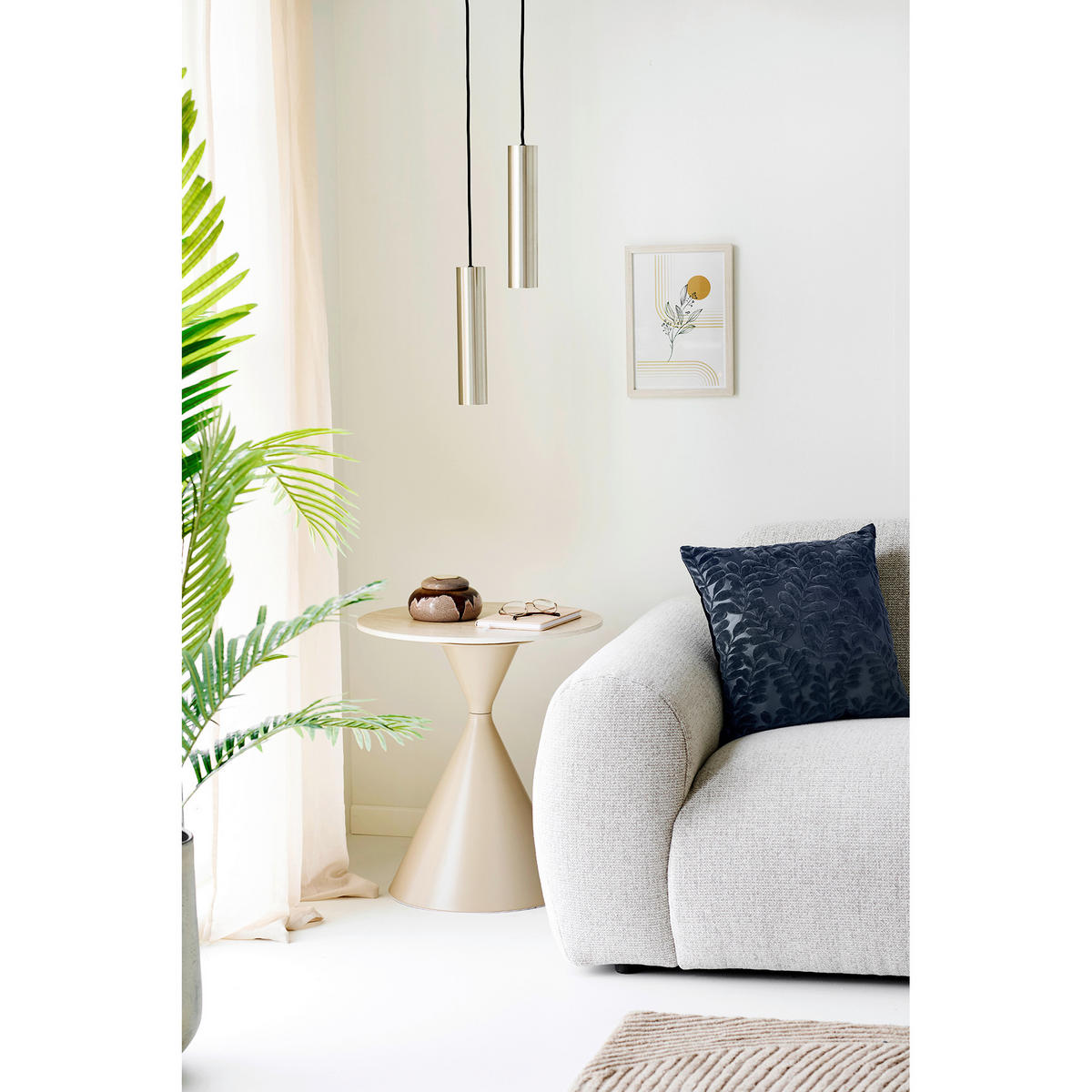 BEISTELLTISCH 50/50/56 cm Annecy Sandfarben rund  - Sandfarben, Design, Stein/Metall (50/50/56cm) - MID.YOU
