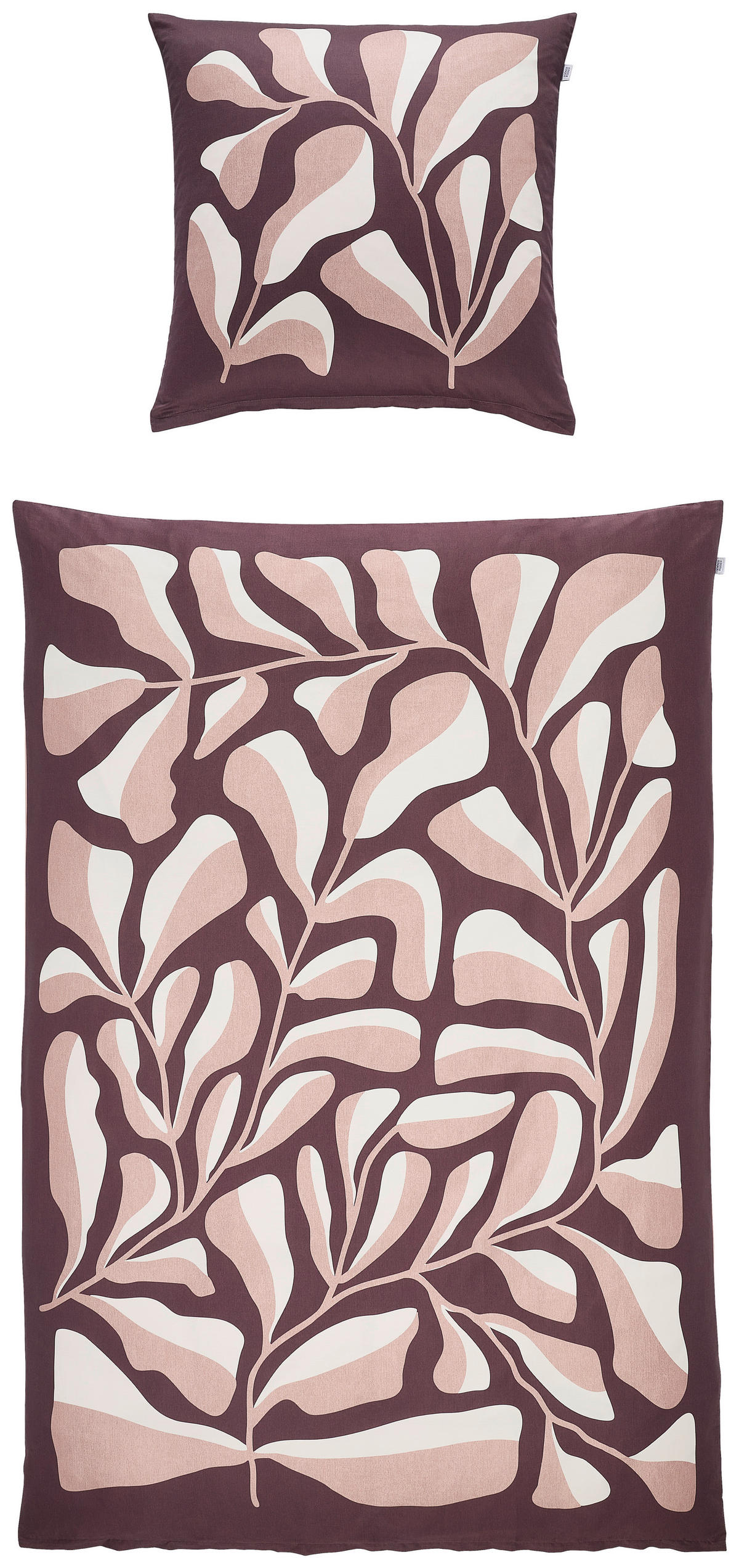 WENDEBETTWÄSCHE SW-Plant rot Satin 135/200 cm  - Rotbraun/Hellrosa, Design, Textil (135/200cm) - Schöner Wohnen