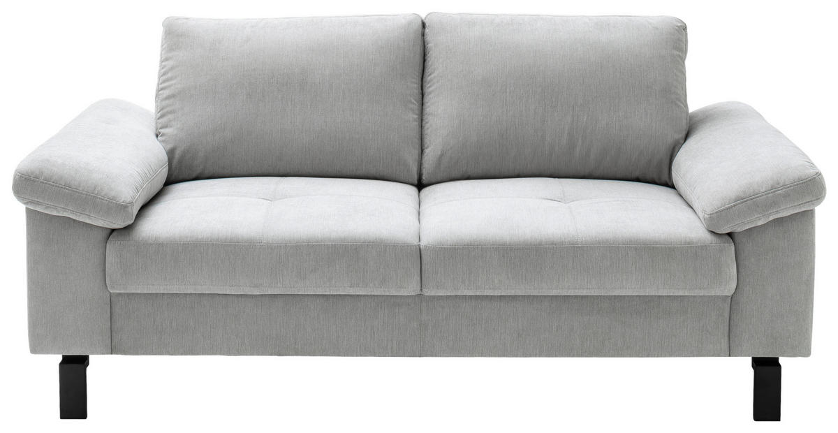 2-SITZER-SOFA Velours Silberfarben  - Silberfarben/Schwarz, Design, Textil/Metall (186/86/97cm) - Pure Home Lifestyle