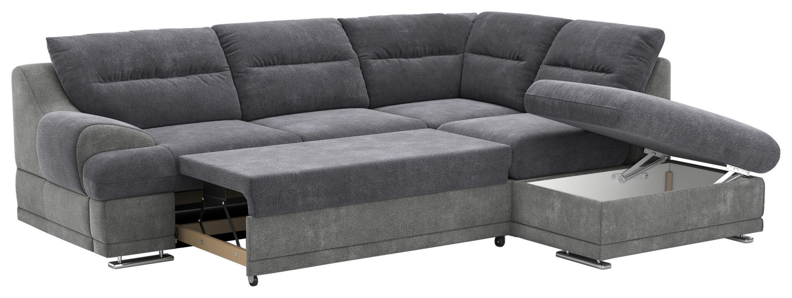 SEDACIA SÚPRAVA, textil, sivá - sivá/svetlosivá, Design, kov/textil (264/88/217cm) - Welnova