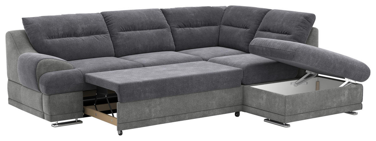 SEDACÍ SOUPRAVA, textil, šedá - šedá/světle šedá, Design, kov/textil (264/88/217cm) - Welnova