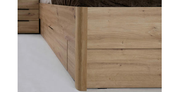 BETT 180/200 cm in Eiche Artisan - Taupe/Eiche Artisan, KONVENTIONELL, Holzwerkstoff/Textil (180/200cm) - Carryhome