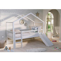 HAUSBETT Absturzsicherung, Leiter, Rutsche, Rollrost 90/200 cm  - Naturfarben/Weiß, MODERN, Holz (90/200cm) - Vipack