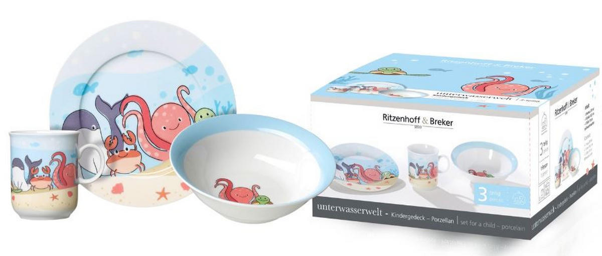 KINDERGESCHIRRSET Waldtiere Porzellan 3-teilig  - Multicolor, KONVENTIONELL, Keramik (20/20/11cm) - Ritzenhoff Breker