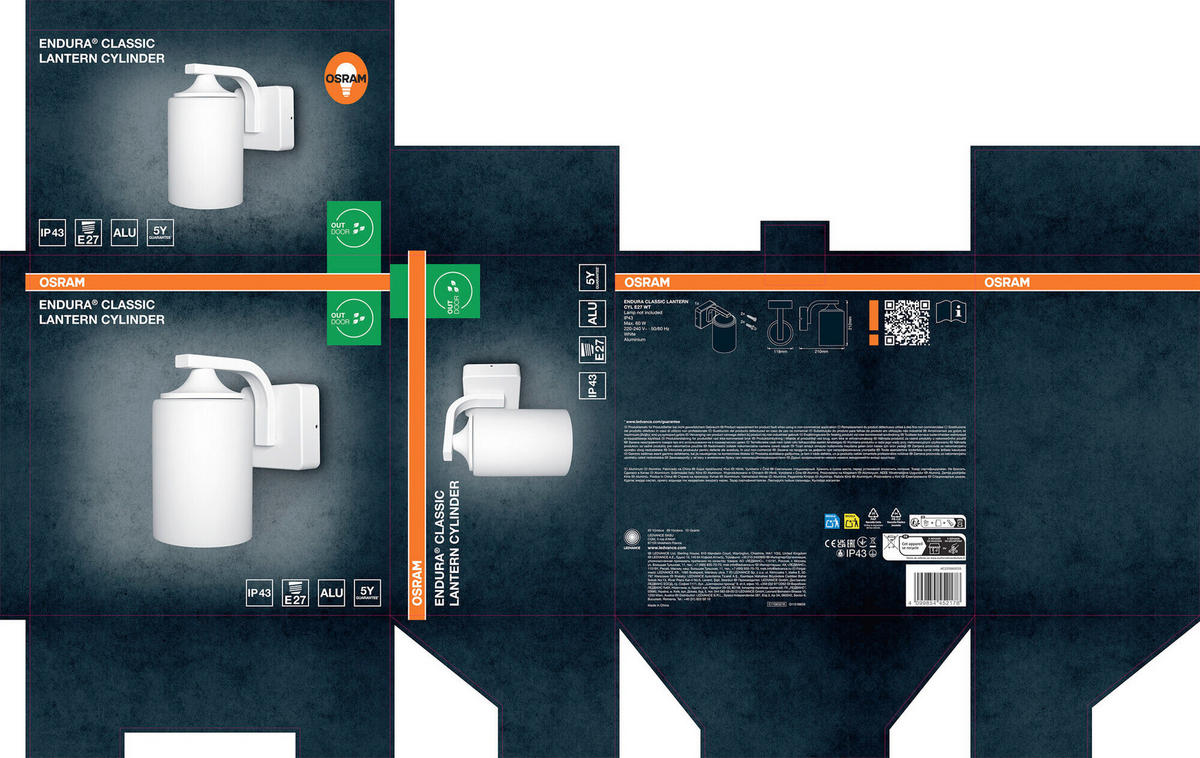 AUßENLEUCHTE 21/11,8/21,2 cm   - Weiß, Basics, Glas/Metall (21/11,8/21,2cm) - Osram