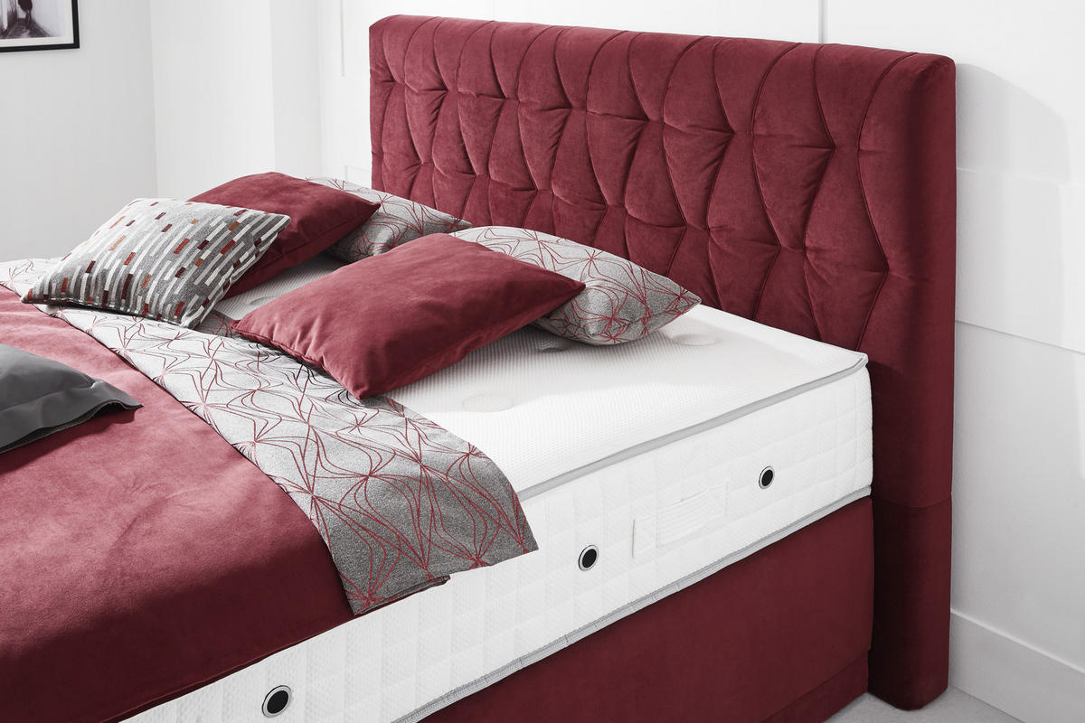 BOXSPRINGBETT 180/200 cm  in Weinrot  - Weinrot, KONVENTIONELL, Textil (180/200cm) - Ambiente