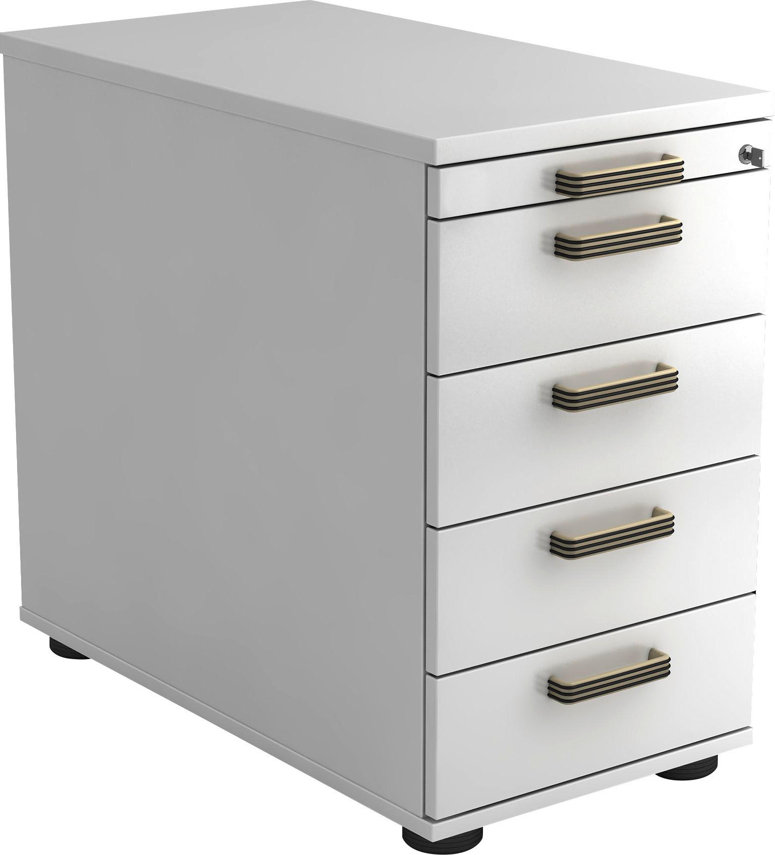 ANSTELLCONTAINER Weiß  - Schwarz/Alufarben, KONVENTIONELL, Holzwerkstoff/Kunststoff (42,8/72-76/80cm) - Venda