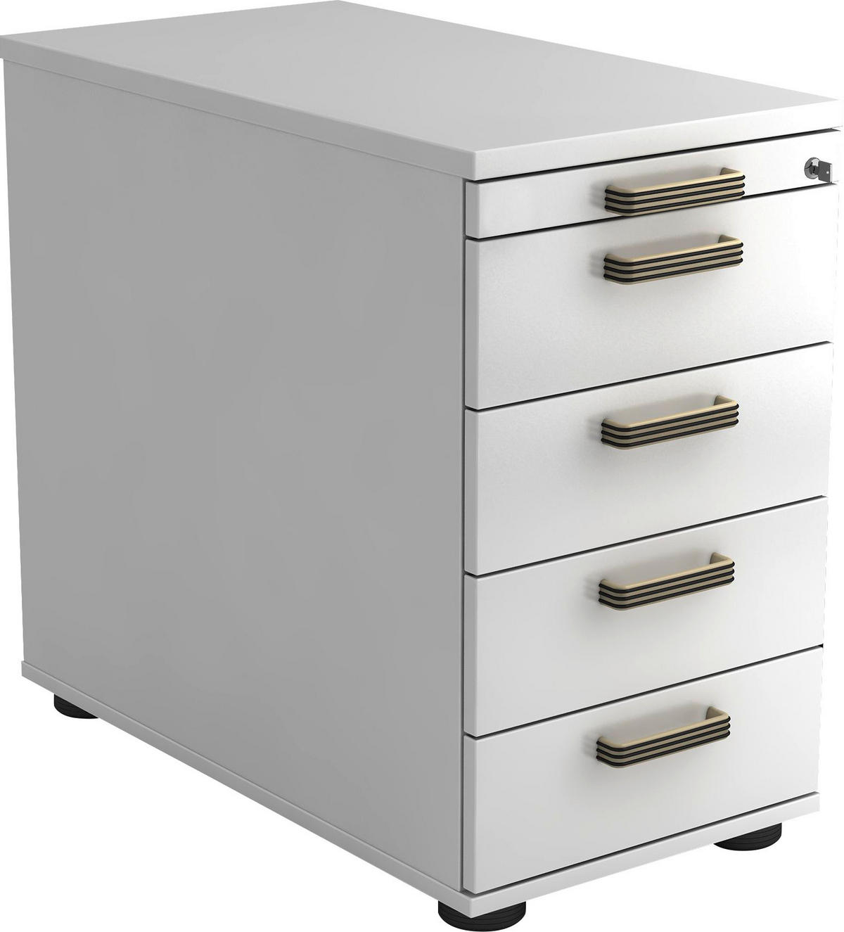 ANSTELLCONTAINER Weiß  - Schwarz/Alufarben, KONVENTIONELL, Holzwerkstoff/Kunststoff (42,8/72-76/80cm) - Venda