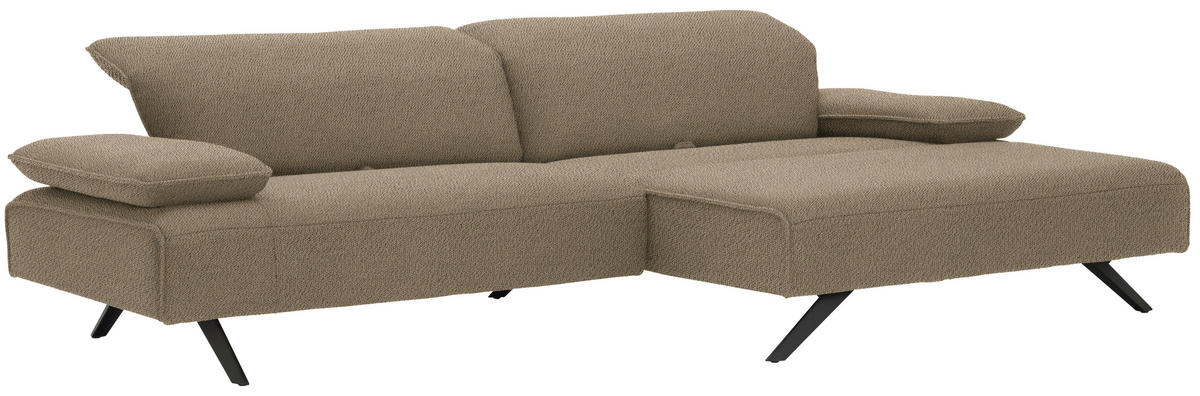 ECKSOFA in Flachgewebe Hellbraun  - Hellbraun/Anthrazit, Design, Textil/Metall (280/165cm) - Johann Jakob
