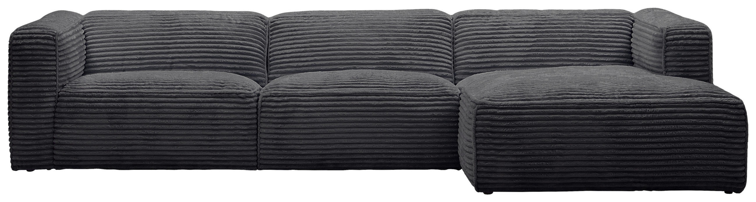 ECKSOFA Ottomane rechts, Eckteil  FEBE Schwarz Cord  - Schwarz, Design, Kunststoff/Textil (332/163cm) - Stylife