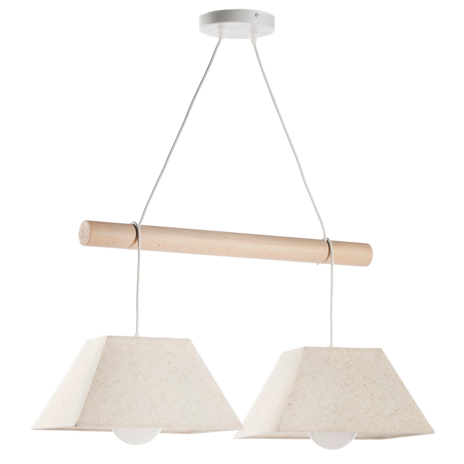 PENDELLEUCHTE 5016 BALDO 70/24/90 cm   - Hellbraun/Weiß Hochglanz, Natur, Holz/Textil (70/24/90cm)
