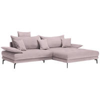 ECKSOFA in Mikrofaser Altrosa  292/176 cm  - Schwarz/Altrosa, MODERN, Textil/Metall (292/176cm) - Carryhome