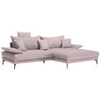 ECKSOFA in Mikrofaser Altrosa  - Schwarz/Altrosa, MODERN, Textil/Metall (297/173cm) - Carryhome