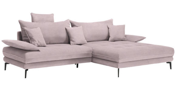 ECKSOFA in Mikrofaser Altrosa 292/176 cm - Schwarz/Altrosa, MODERN, Textil/Metall (292/176cm) - Carryhome