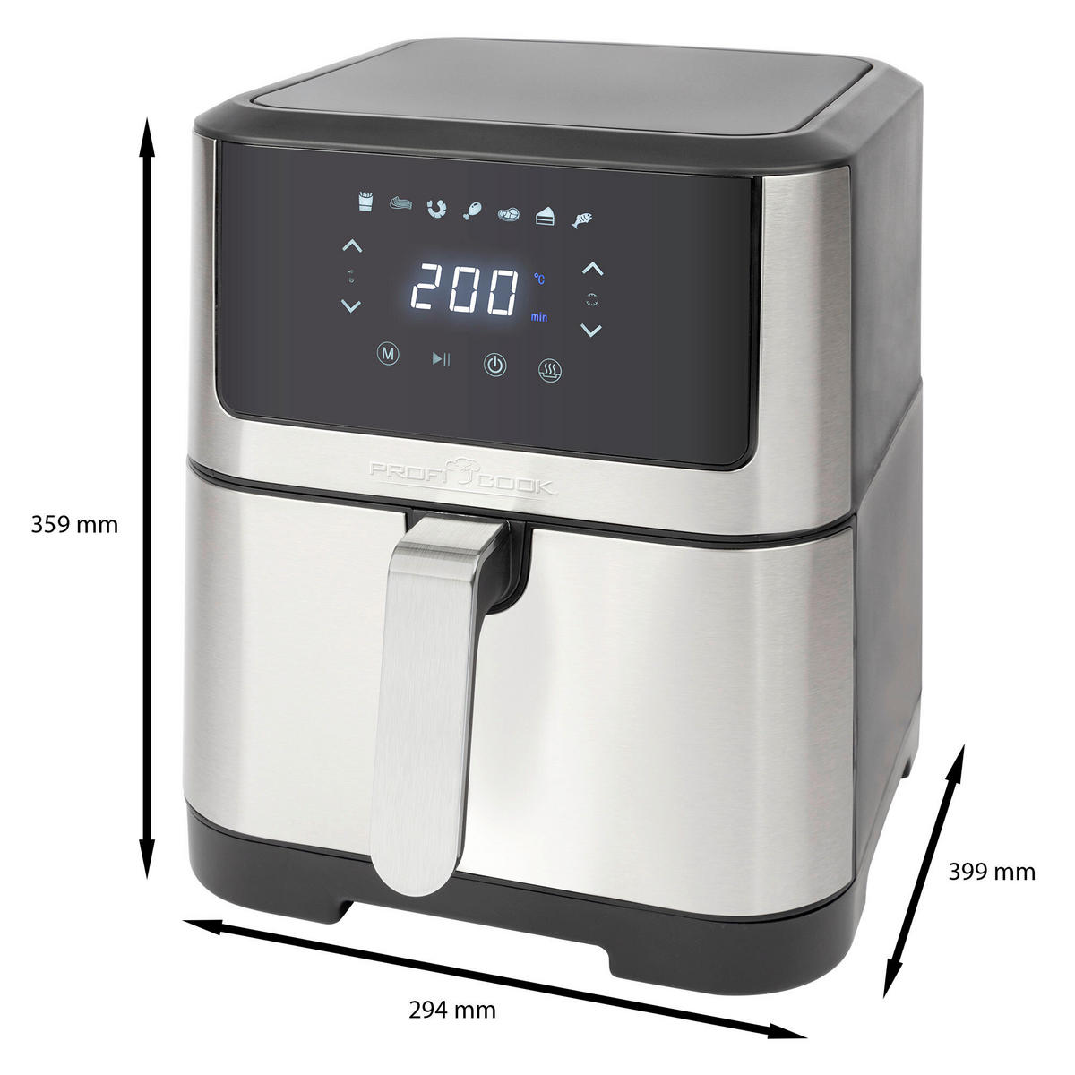 HEIßLUFTFRITTEUSE 8 L  - Edelstahlfarben, Basics, Kunststoff/Metall (29,4/35,9/39,9cm) - Bomann