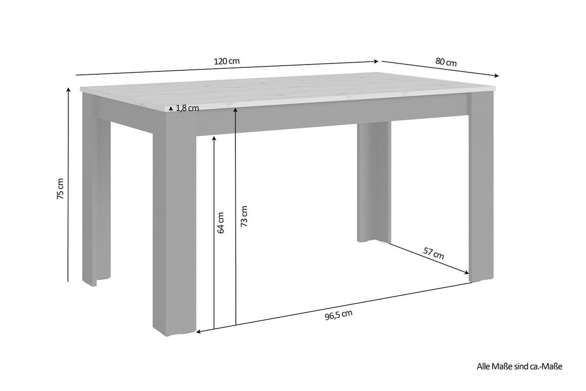 ESSTISCH rechteckig Anthrazit, Eiche Artisan  - Anthrazit/Eiche Artisan, LIFESTYLE, Holzwerkstoff (120/80/75cm) - MID.YOU