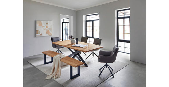 ESSTISCH Schwarz, Eichefarben rechteckig  in verschiedenen Größen erhältlich  - Eichefarben/Schwarz, LIFESTYLE, Holz/Metall (220/100/75cm) - Linea Natura