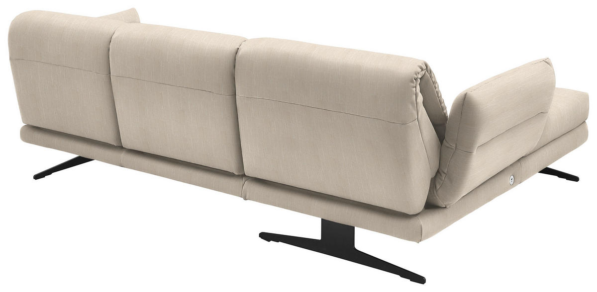 ECKSOFA in Flachgewebe Magnolie  - Magnolie/Schwarz, Design, Textil/Metall (176-217/279-327cm) - Dieter Knoll