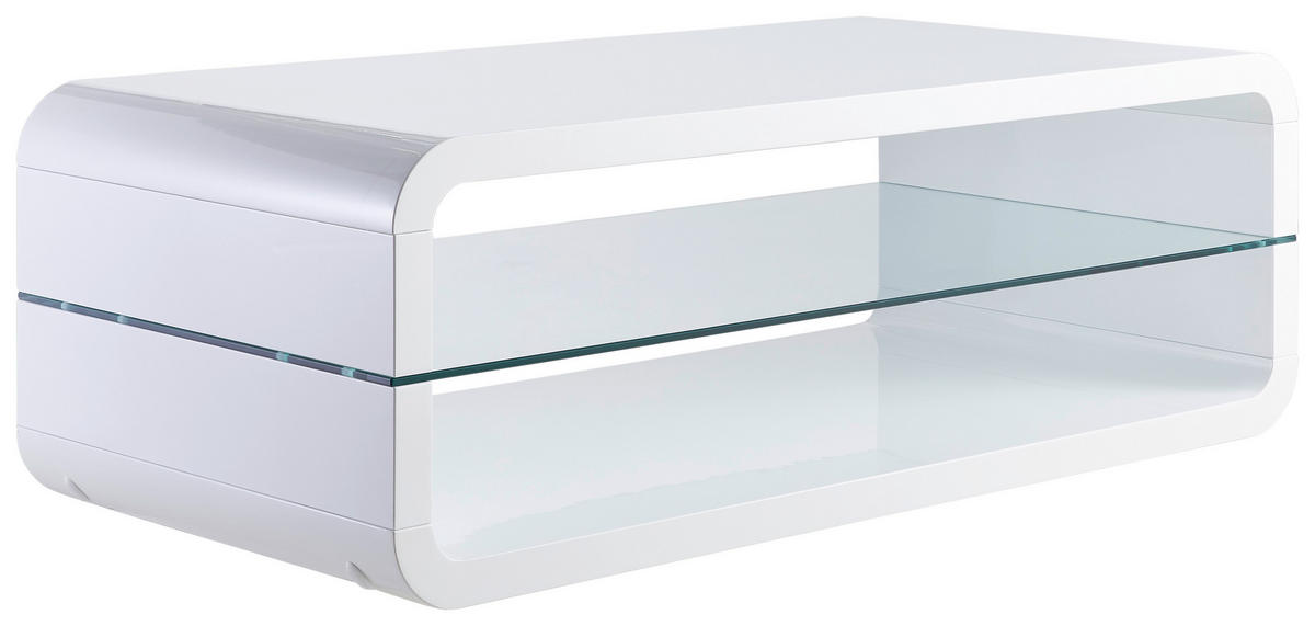COUCHTISCH ESG 120/60/40 cm rechteckig Weiß Hochglanz  - Weiß Hochglanz, Trend, Glas/Holzwerkstoff (120/60/40cm) - Carryhome