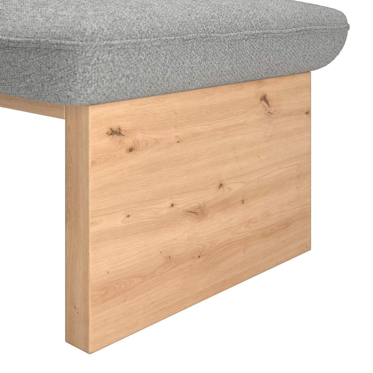 ECKBANK 170/192 cm Webstoff Hellgrau Eiche Sperrholz   - Eichefarben/Hellgrau, KONVENTIONELL, Holz/Textil (170/192cm) - Livetastic