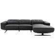ECKSOFA in Echtleder Schwarz - Schwarz, Design, Leder/Metall (282/162cm) - Xora