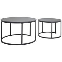 SADA KONFERENČNÍCH STOLKŮ, černá, kov, keramika, 80/60/46/40/80/60 cm - černá, Design, kov/keramika (80/60/46/40/80/60cm) - Livetastic