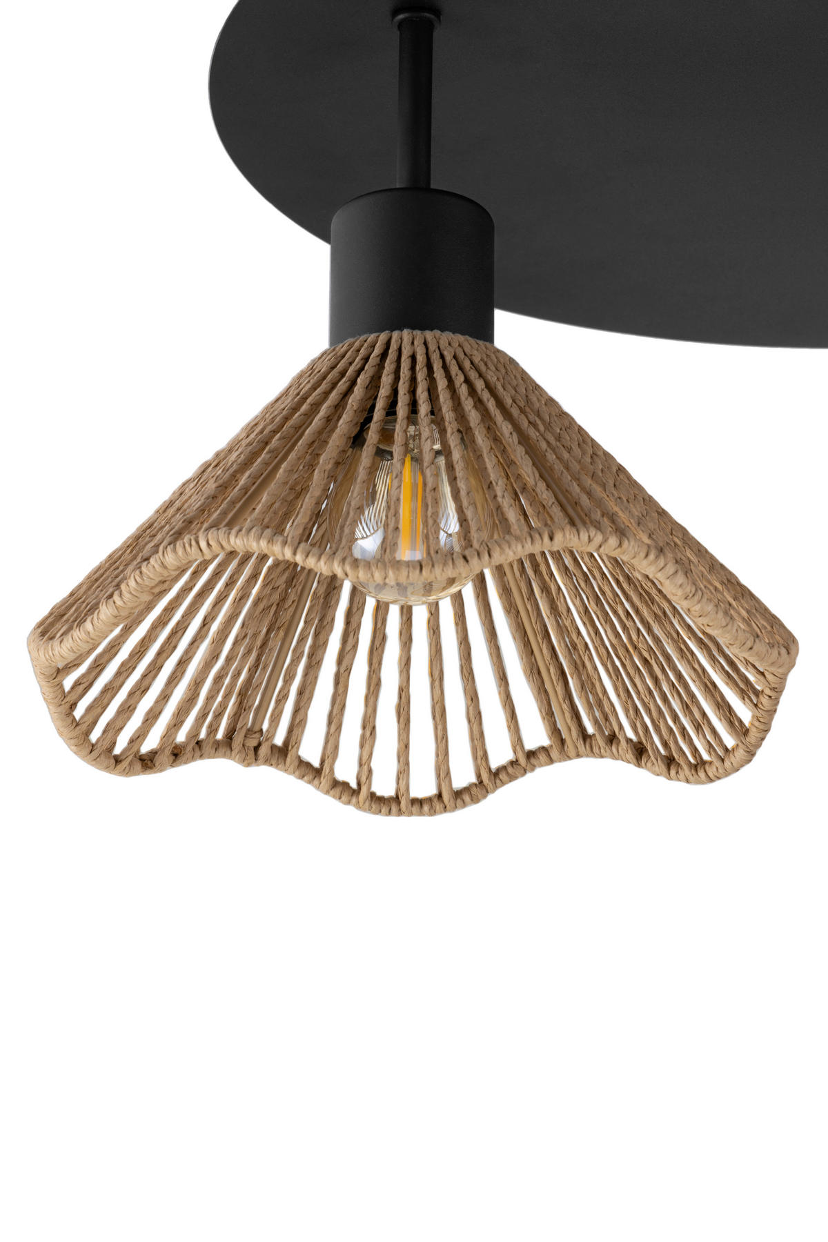 DECKENLEUCHTE 67.5/21.5 cm   - Schwarz/Naturfarben, Design, Papier/Metall (67.5/21.5cm) - Collet's Monde