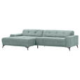 ECKSOFA  in Cord Mintgrün Rücken echt, Sitzvorzug  165/295 cm  - Schwarz/Mintgrün, KONVENTIONELL, Textil/Metall (165/295cm) - Carryhome