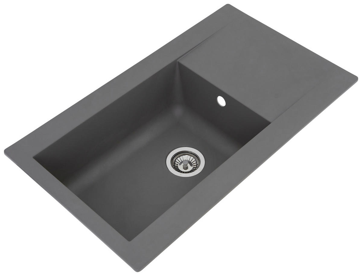 SPÜLE 1712DENVER86X50G  - Grau, Trend, Glas/Kunststoff (86/20/50cm) - Respekta