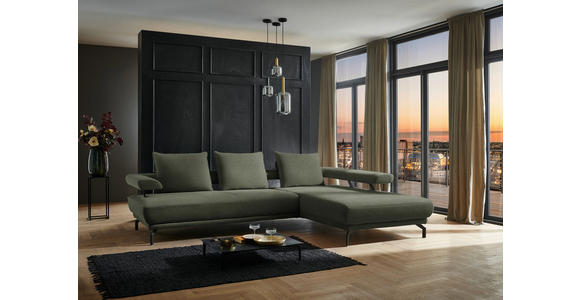 ECKSOFA in Chenille Olivgrün  305/224 cm  - Schwarz/Olivgrün, Design, Textil/Metall (305/224cm) - Dieter Knoll